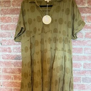 Umgee Olive Green Textured Dress